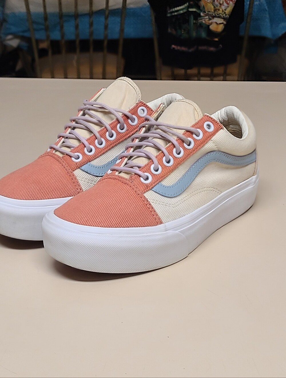 Vans Old Skool Pastel Twill chunky platform casual skateboard sneakers size 8